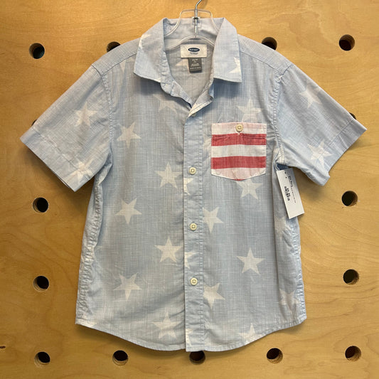Blue Stars+Striped Button Up Tee