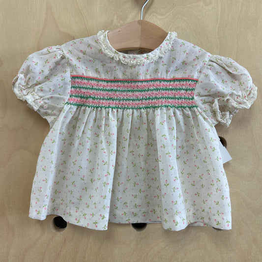 Cream Floral Smocked Top