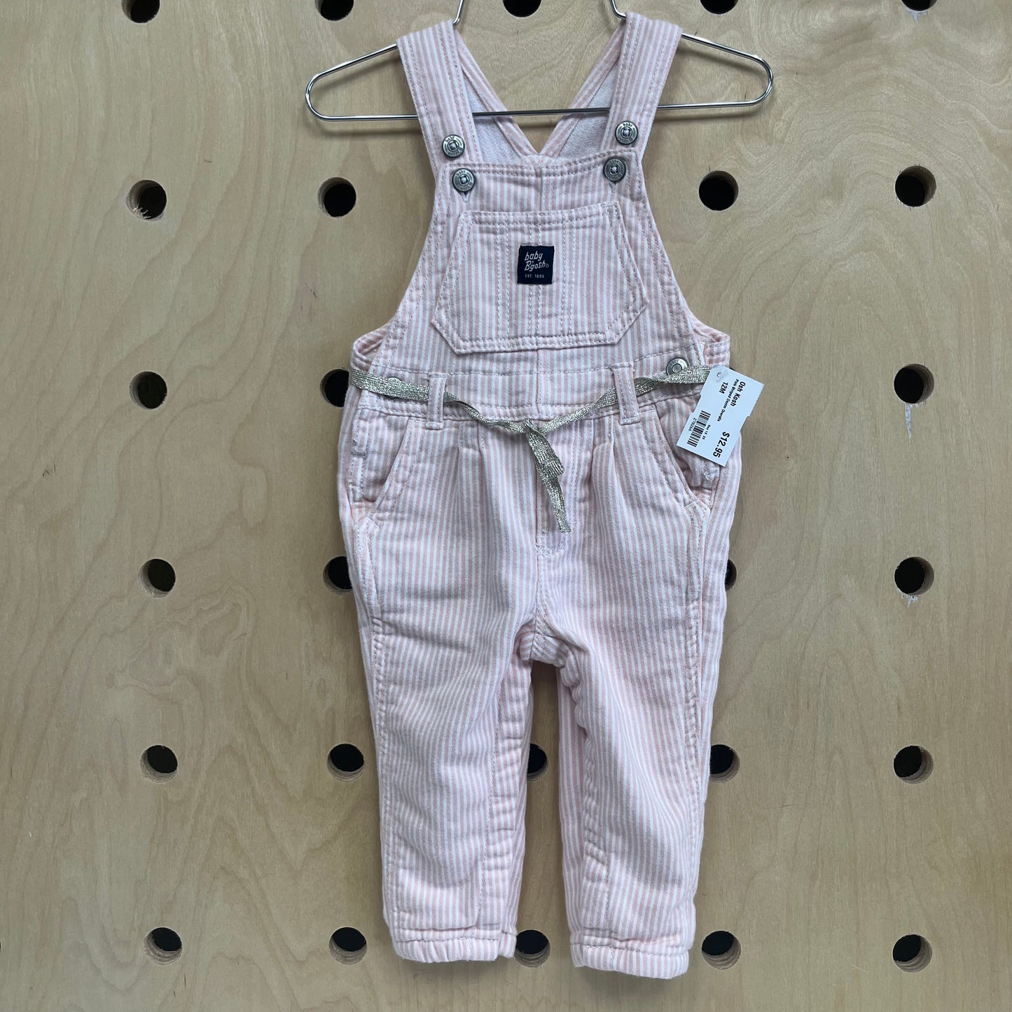 Pink Striped Denim Overalls
