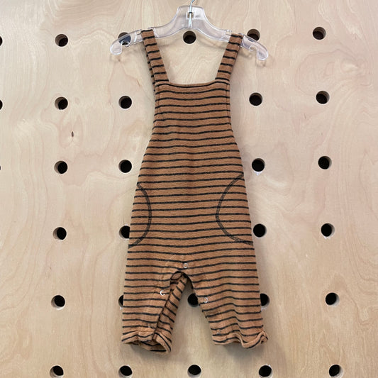 Brown & Black Striped Terry Romper