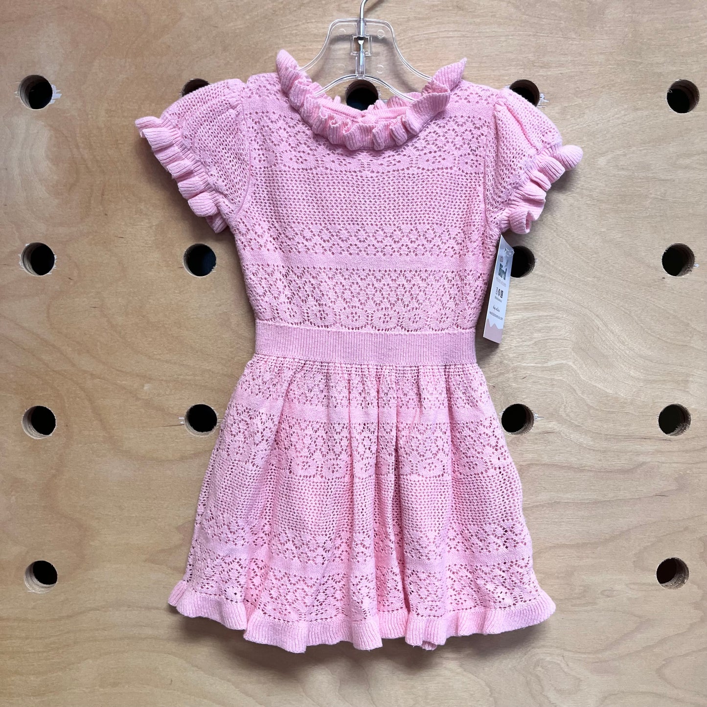 Lined Pink Crocheted Dress
