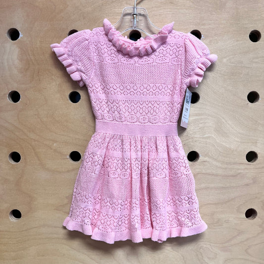 Lined Pink Crocheted Dress