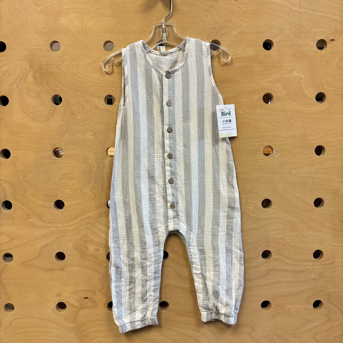 White/Grey Linen Romper