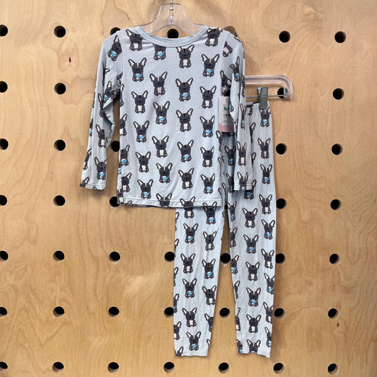 Blue Frenchie Bamboo Pajamas