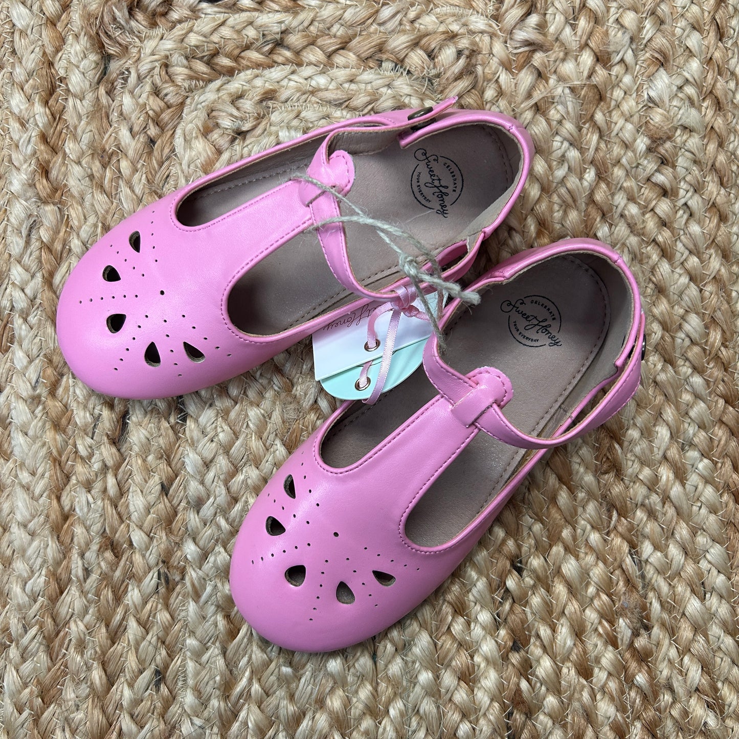 Floral Pink T-Strap Flats NEW!