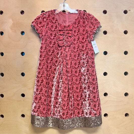 Pink Floral Velour Dress