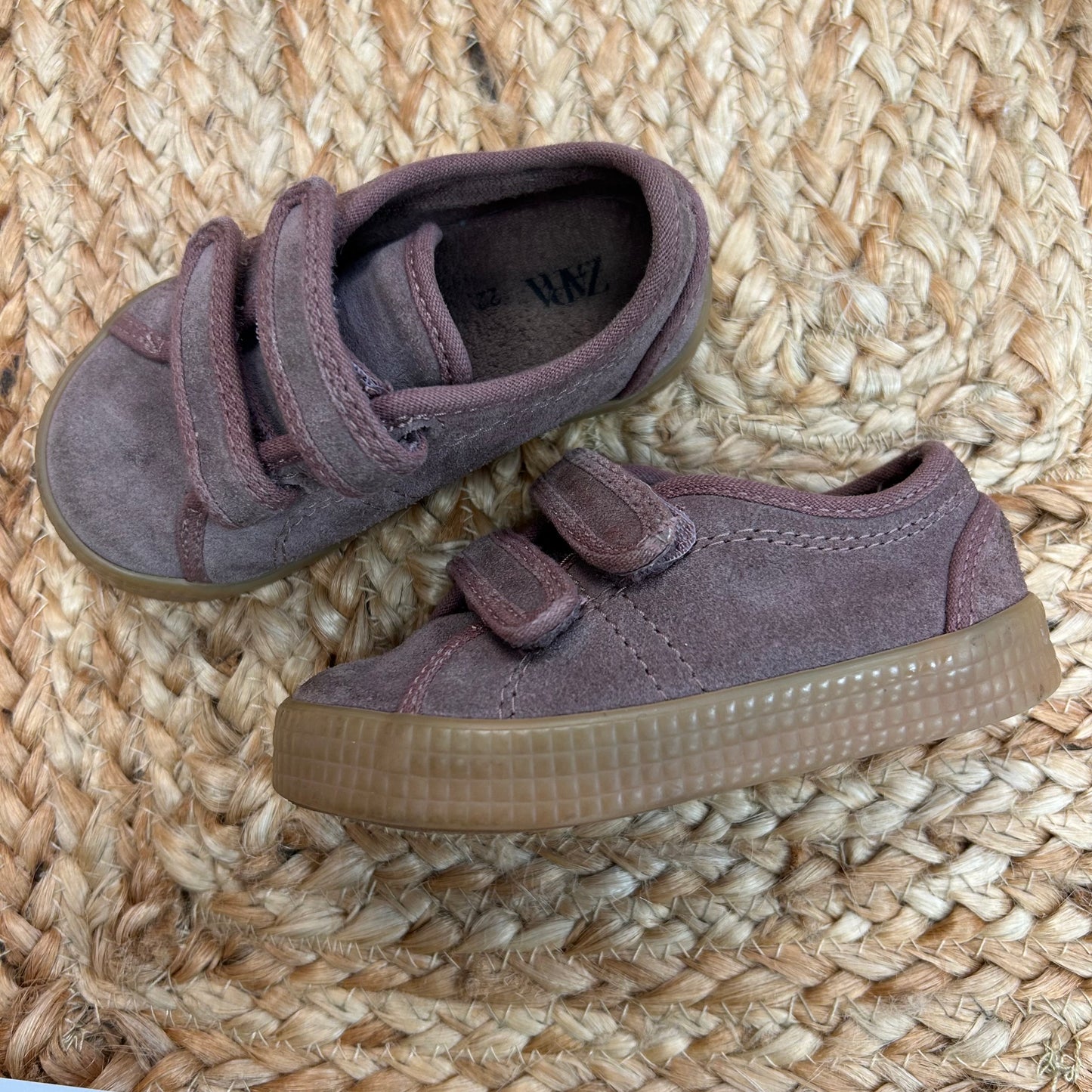 Muave Suede Leather Velcro Sneakers