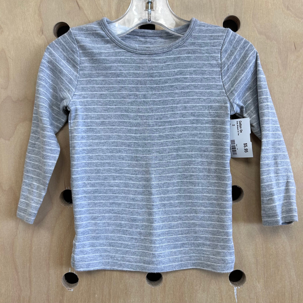 Grey Striped LS Tee