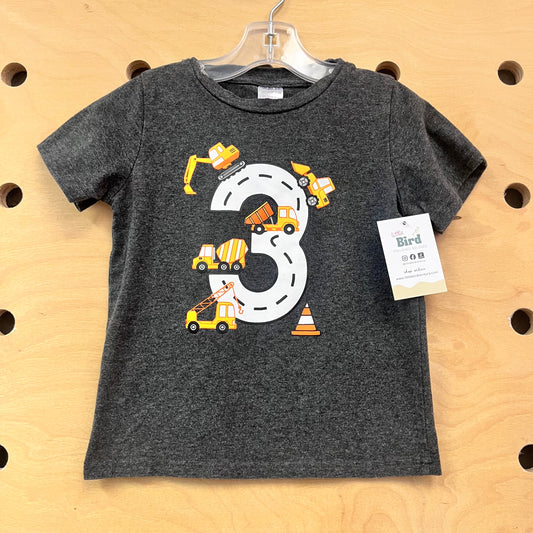 Grey '3' Construction Vehicles Tee