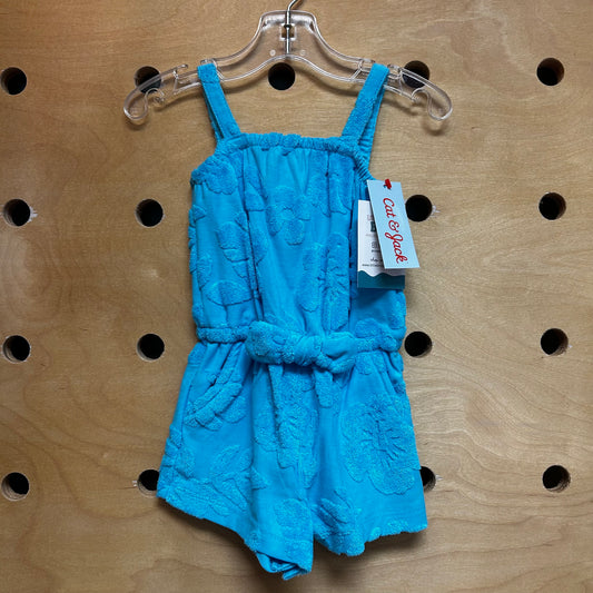 Teal Terry Flowers Romper NEW!