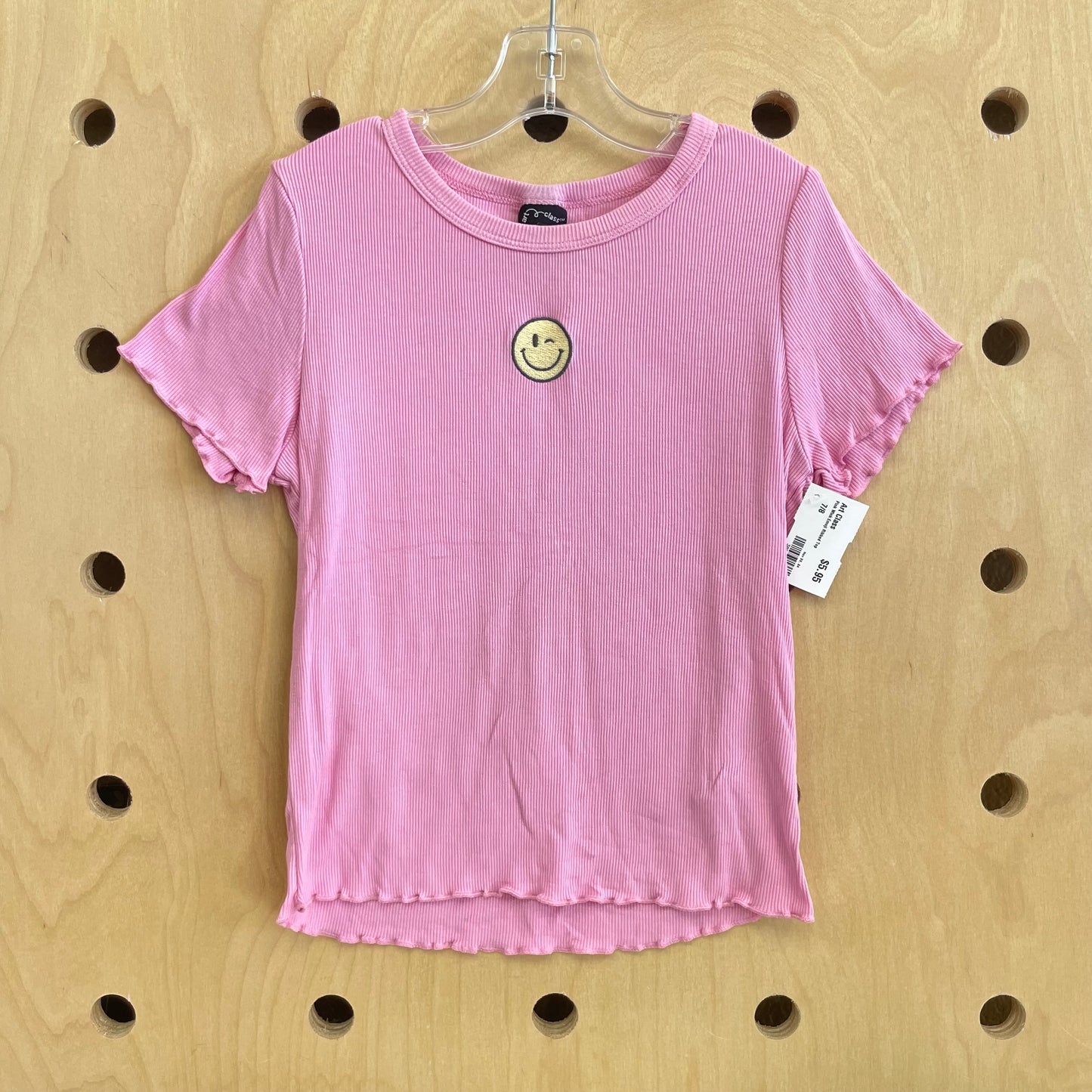 Pink Wink Emoji Ribbed Top