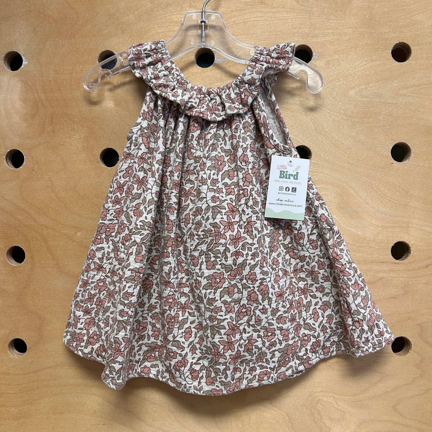 Organic Cream/Pink Floral Dress+Bloomers