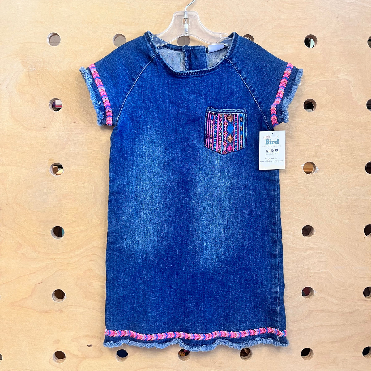 Stretchy Embroidered Aztec Denim Dress