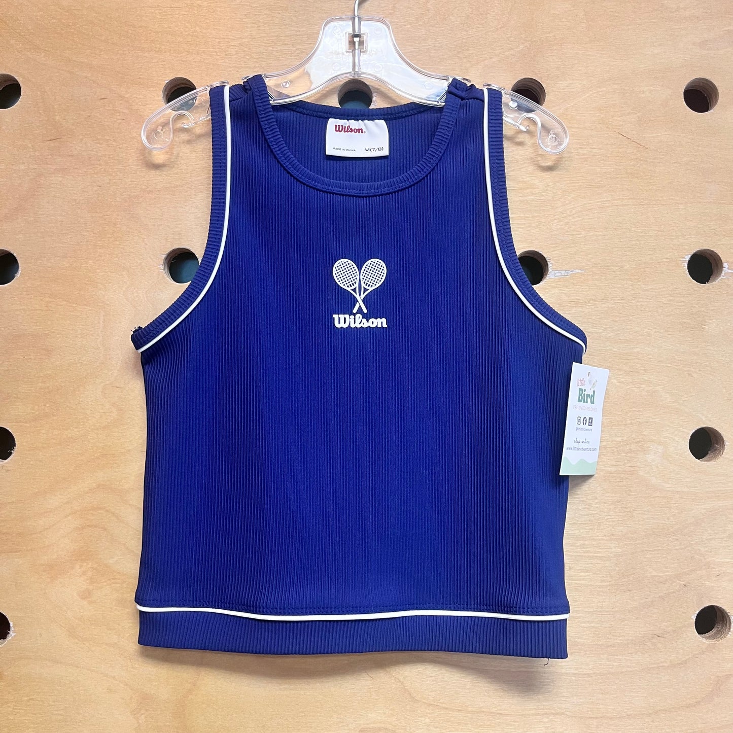 Blue Ribbed Tennis Athletic Tank