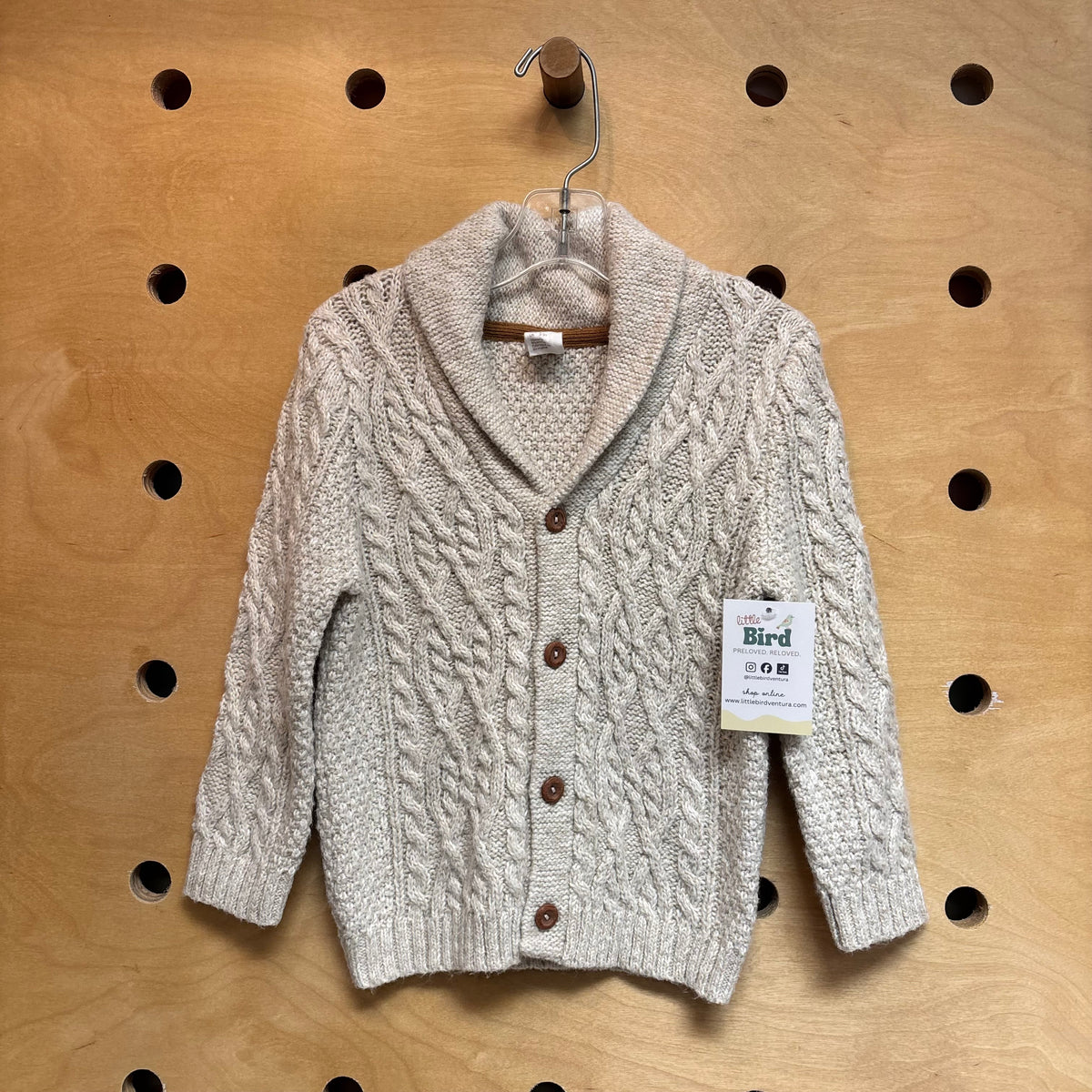 Cream Knit Collared Button Cardigan
