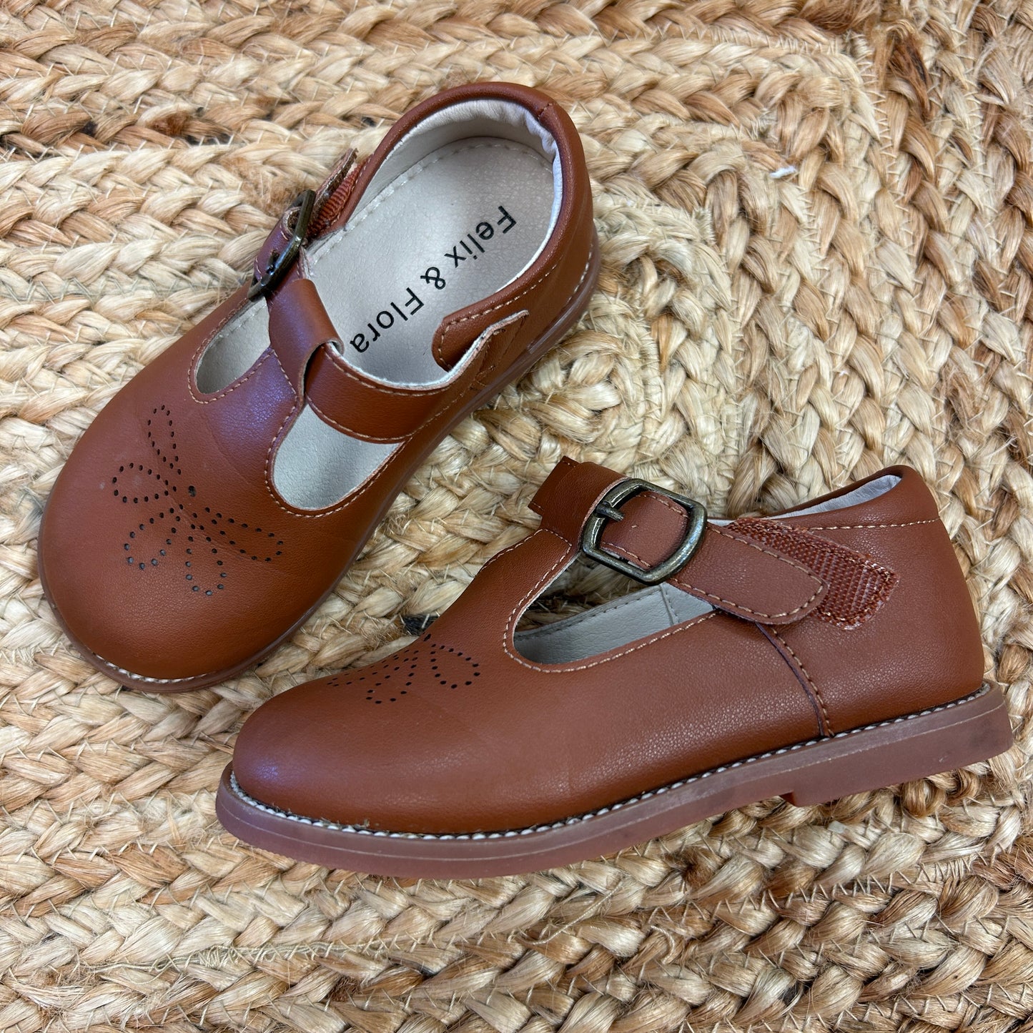 Brown Buckle T-Strap Dress Shoes