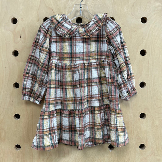 Cream Plaid Peter Pan Collar Dress