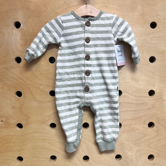 Organic Sage/Cream Button Fleece Romper
