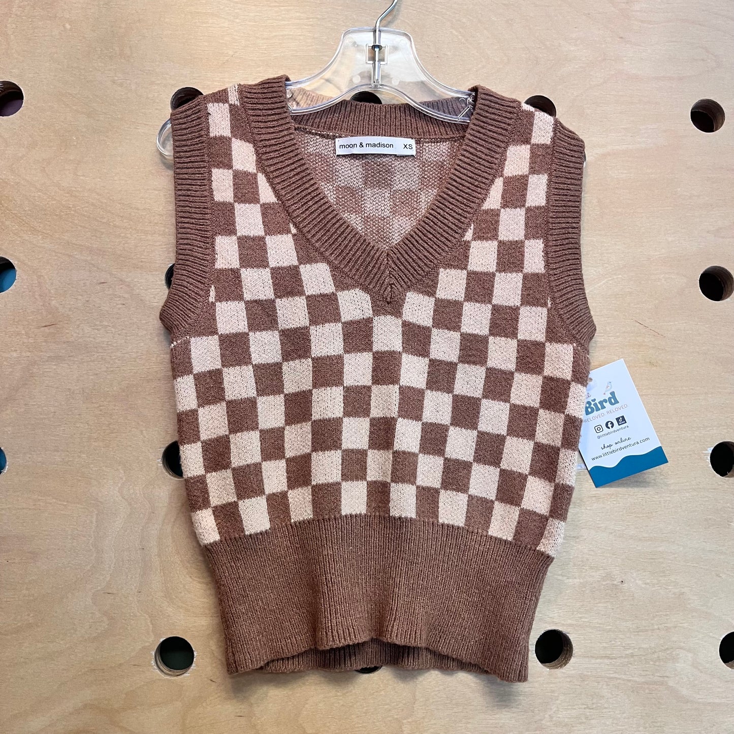 Tan/Beige Checkered Sweater Vest