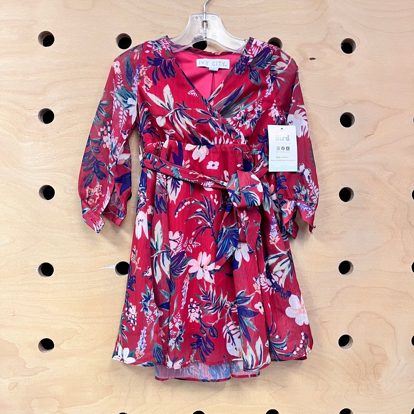 Red Tropical Floral Dress
