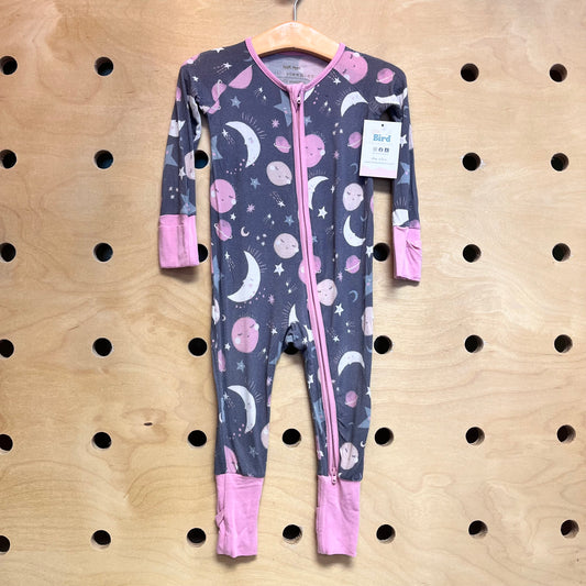 Grey/Pink Planets Bamboo Zippy