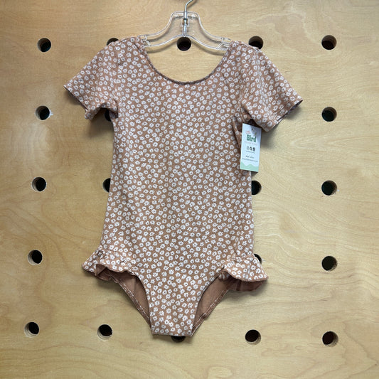 Brown/White Floral Ruffle Bodysuit
