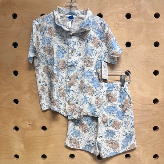 Blue/Brown Gauze Stitch Outfit
