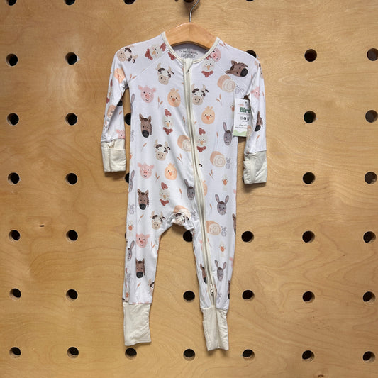White Barn Animals Bamboo Zippy