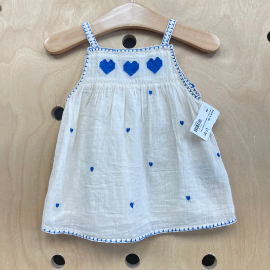 Cream Cotton + Embroidered Hearts Dress