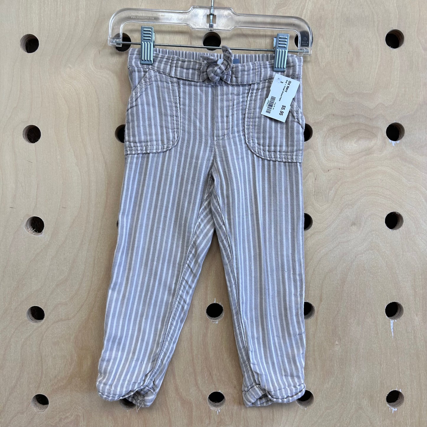 Grey + Cream Striped Pants