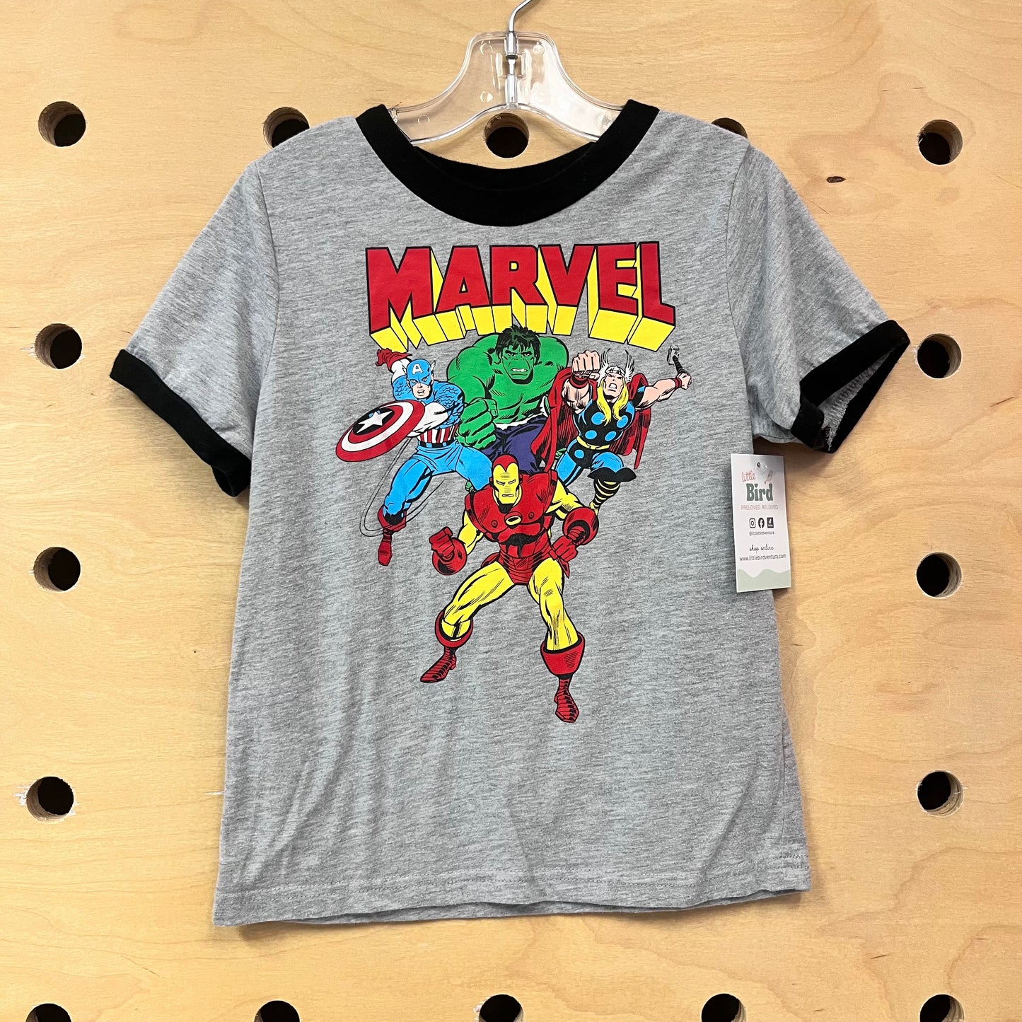 Grey Marvel Ringer Tee
