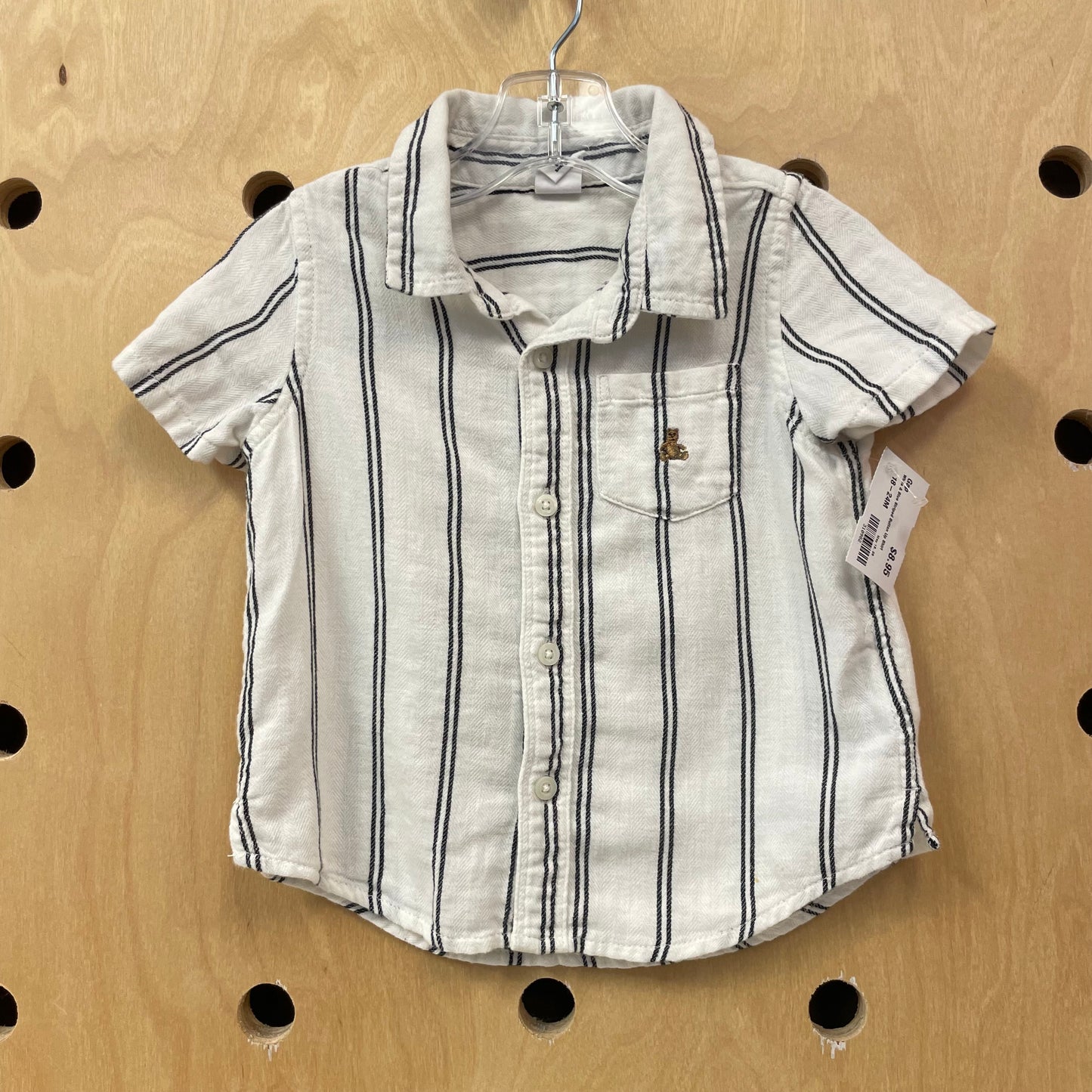 White & Blue Striped Button Up Shirt