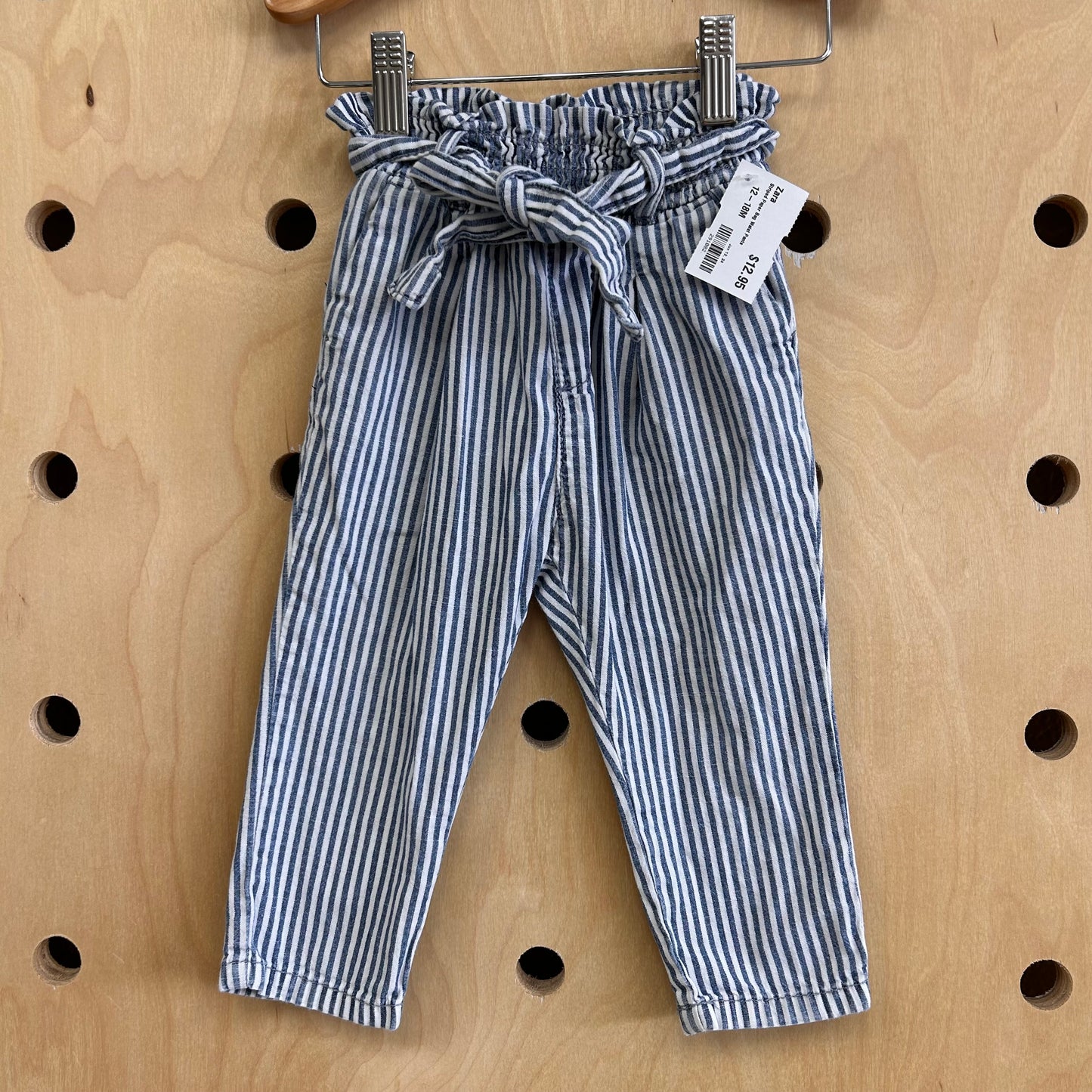 Striped Paper Bag Waist Pants