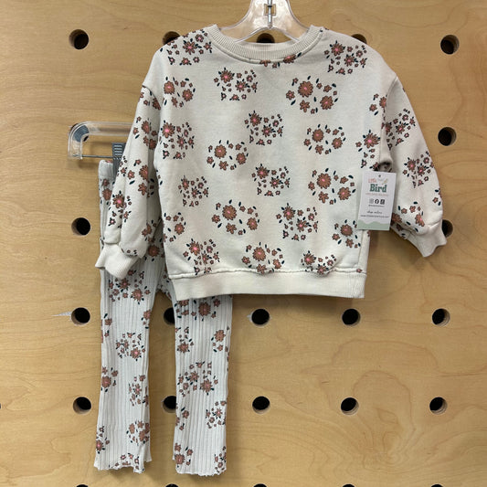 Cream Floral Crewneck & Leggings