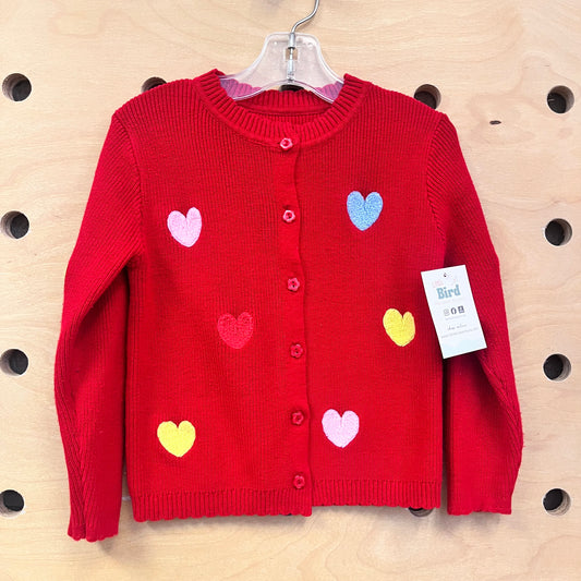 Red Terry Hearts Cardigan