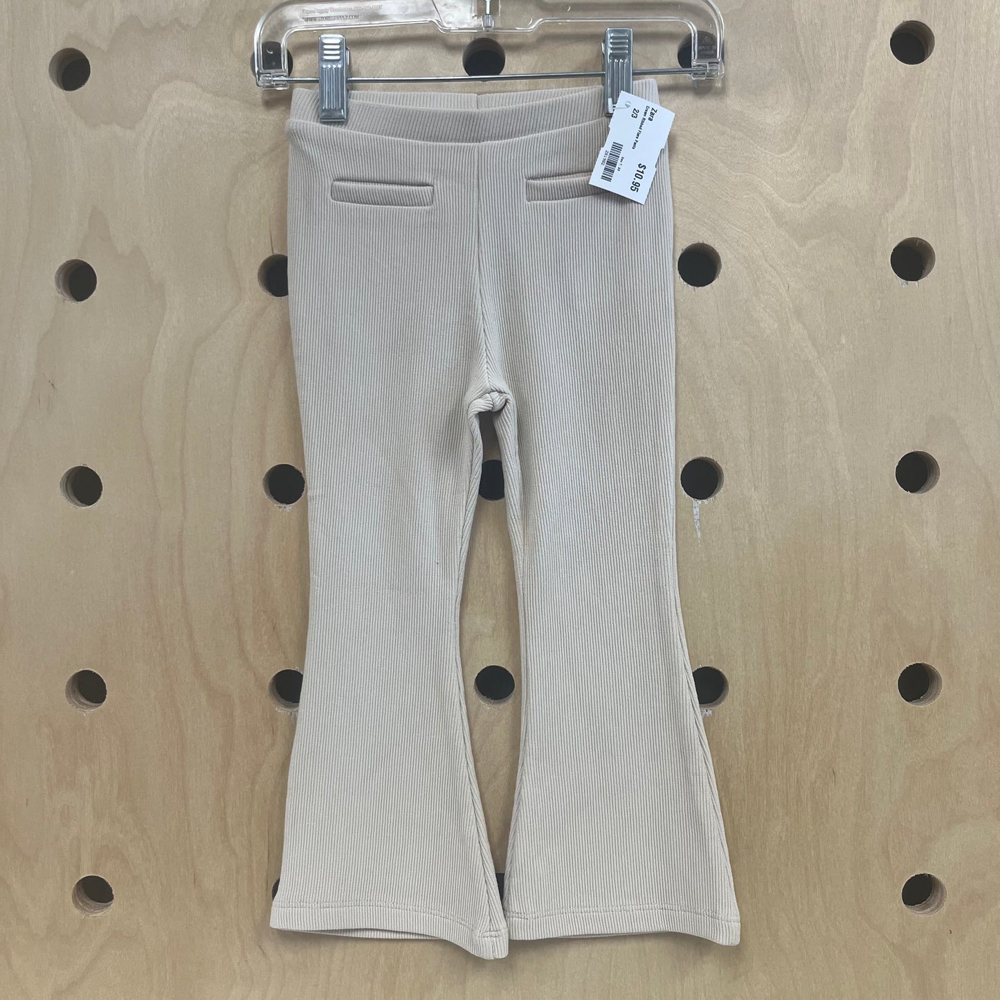 Cream Ribbed Flare Pants