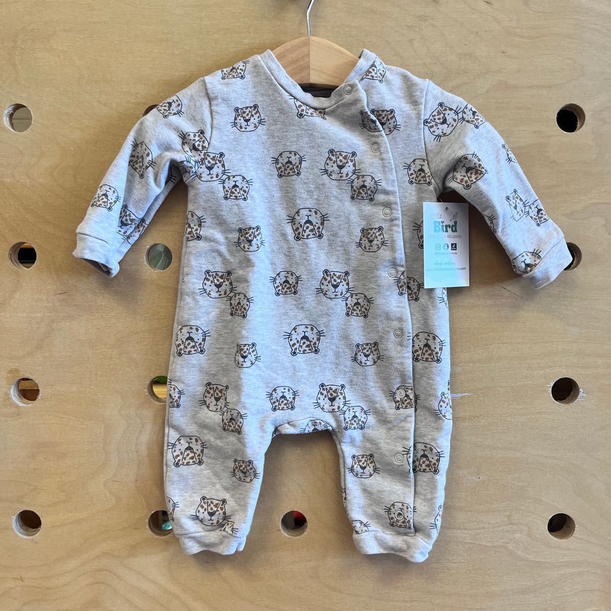 Organic Grey Cheetah Snap Romper
