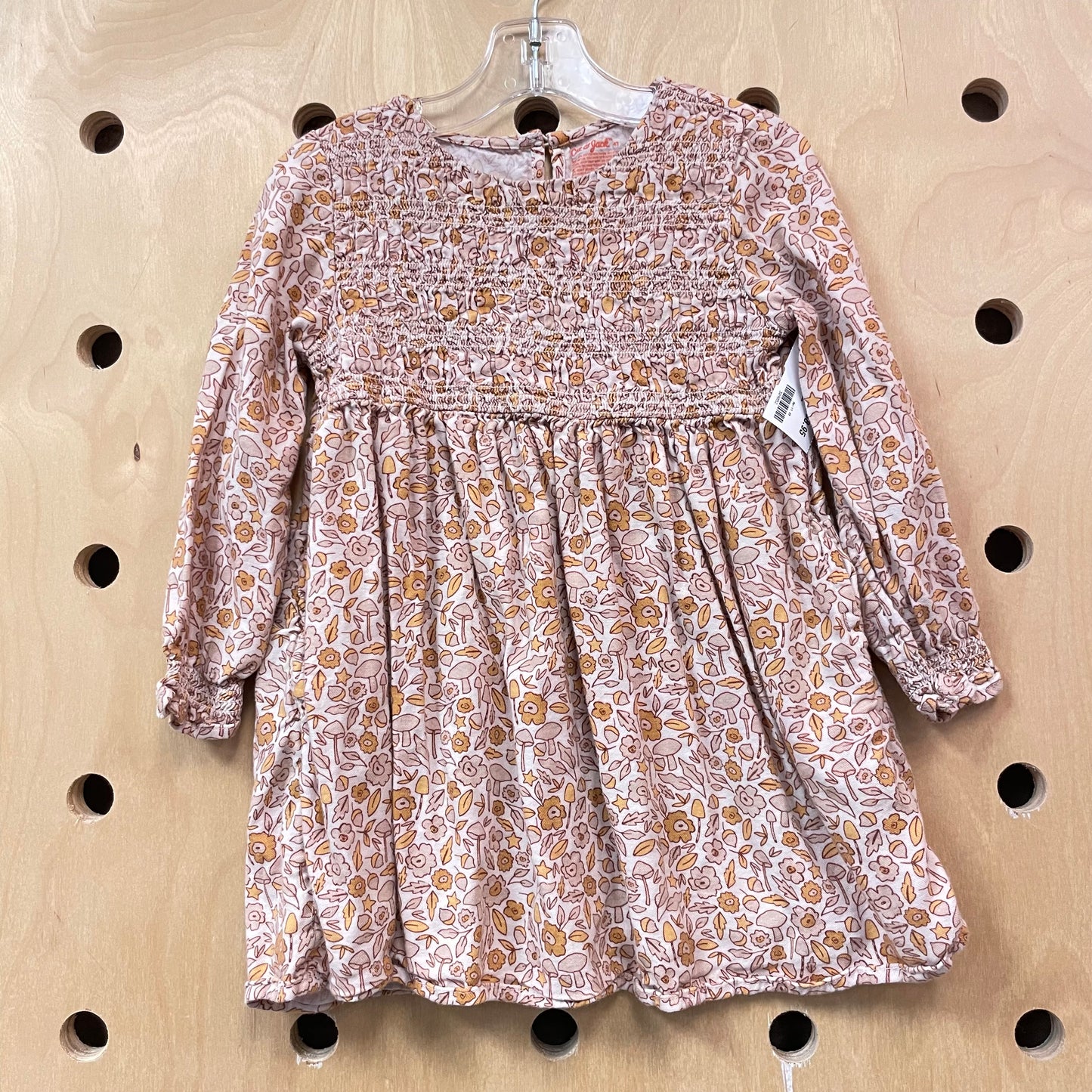 Tan Smocked Mushies Dress