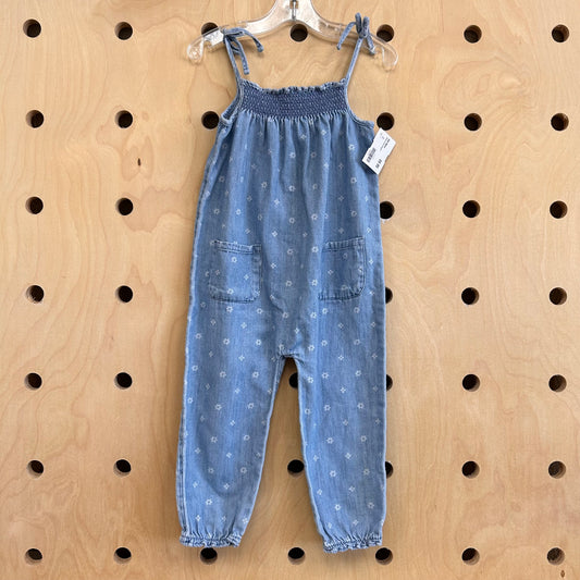Denim Floral Jumpsuit