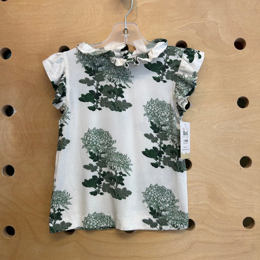 White/Green Floral Modal Tee
