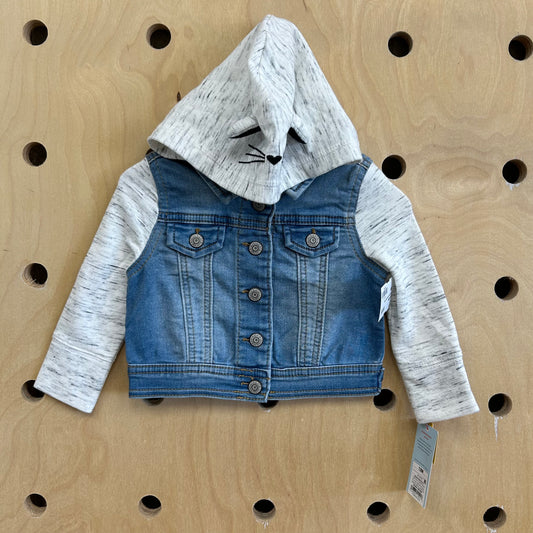 Cat Hooded Denim Snap Jacket NEW!