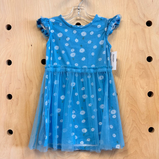 Blue Floral Tulle Dress