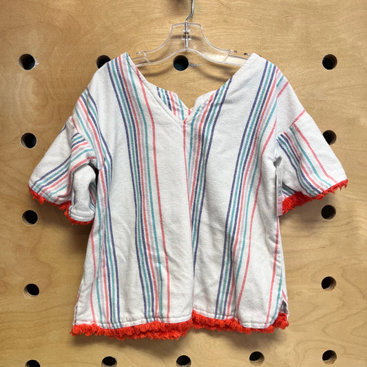 White Striped/Coral Fringe Soft Swim Cover