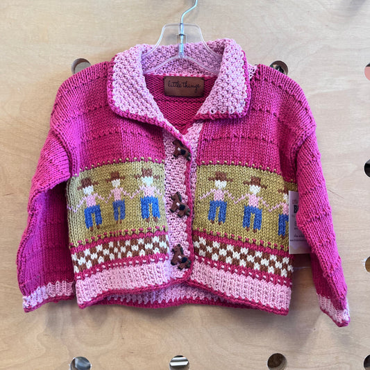 Pink Farmer Horse Button Knit Sweater