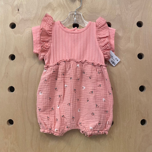 Peach Floral Minnie Gauze Romper