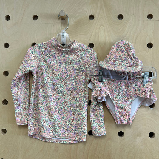 Peach Floral 3pc. Swimsuit