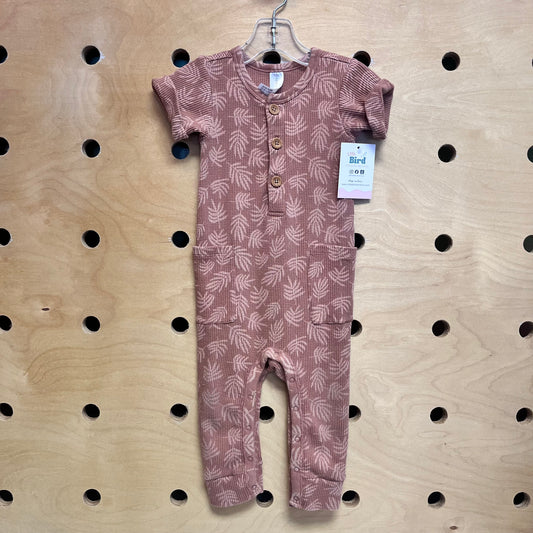 Brown/Peach Leaves Waffle Romper