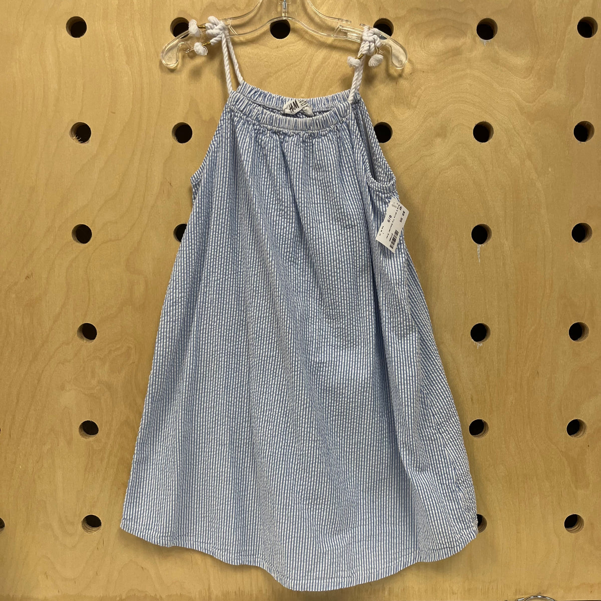 Blue & White Tie Shoulder Dress
