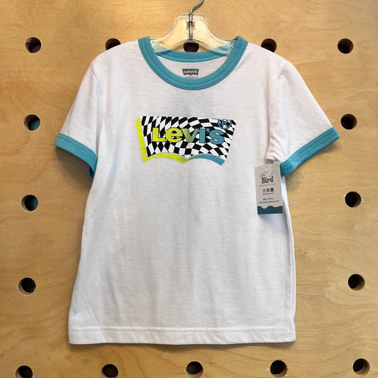 White/Blue Logo Tee