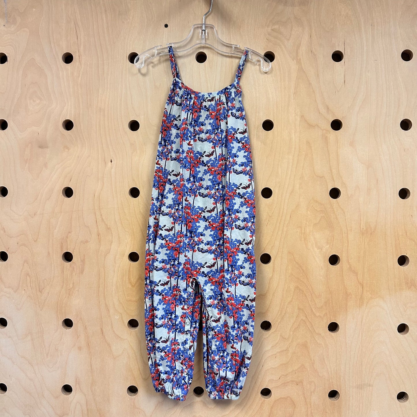 Organic Blue/Red Floral Butterfly Romper